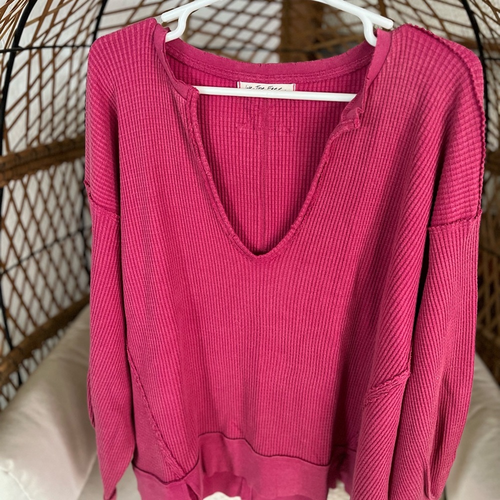 Free People Butternut waffle sweatshirt lg